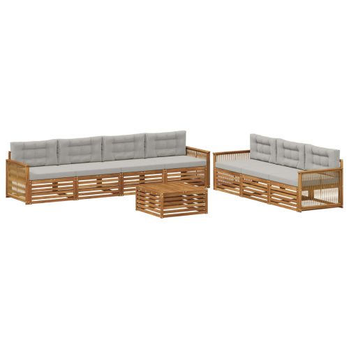 Комплект дивани за открито 8 pcs Натурално и светлосиво