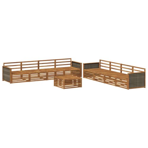 Комплект дивани за открито 9 pcs Натурално