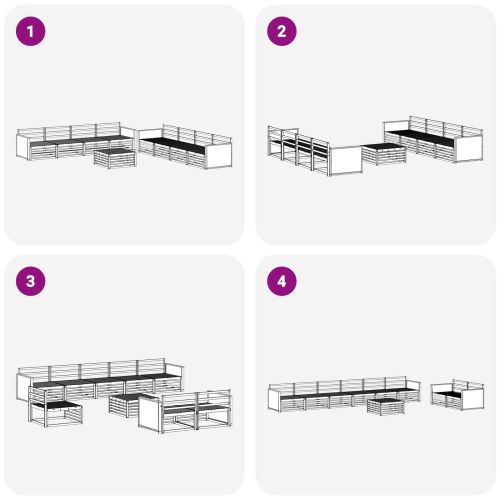Комплект дивани за открито 9 pcs Натурално