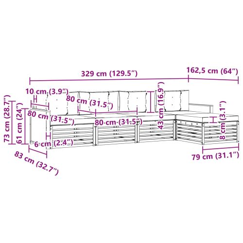Комплект дивани за открито 5 pcs Натурален и Антрацит