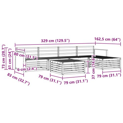 Комплект дивани за открито 6 pcs Натурално