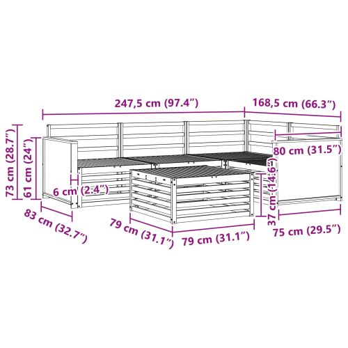 Комплект дивани за открито 5 pcs Натурално