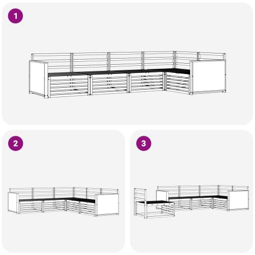 Комплект дивани за открито 5 pcs Натурално