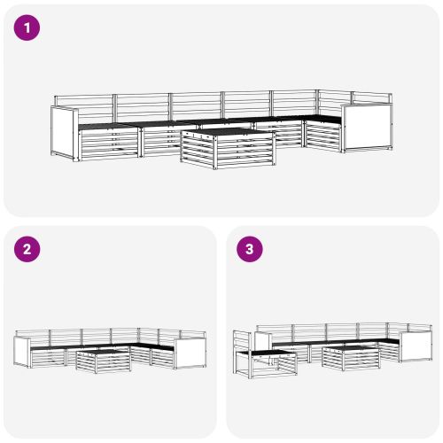 Комплект дивани за открито 7 pcs Натурално