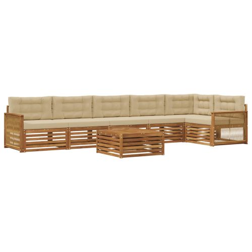 Комплект дивани за открито 7 pcs Натурален и Бежов