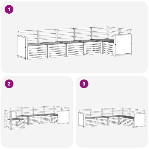 Комплект дивани за открито 5 бр. Натурално