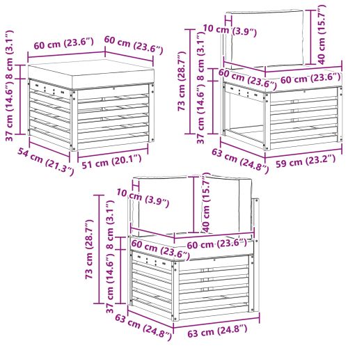 Комплект дивани за открито 5 бр. Натурален и Антрацит