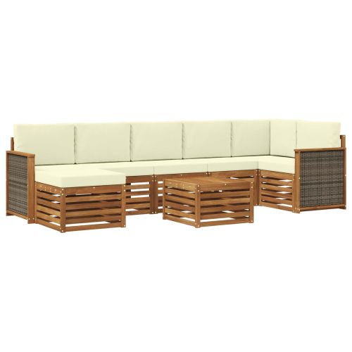 Комплект дивани за открито 7 pcs Натурален и Крема