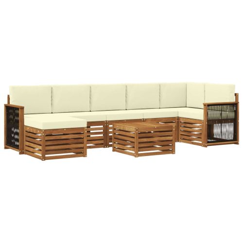 Комплект дивани за открито 7 pcs Натурален и Крема