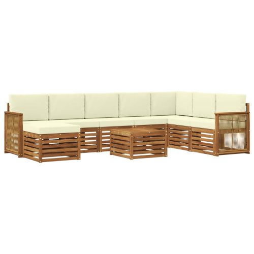 Комплект дивани за открито 7 pcs Натурален и Крема