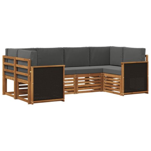 Комплект секционен диван 5 pcs Натурален и Антрацит