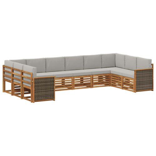Комплект секционен диван 7 pcs Натурално и светлосиво