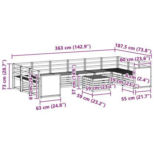 Комплект дивани за открито 8 pcs Натурално