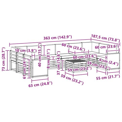 Комплект дивани за открито 8 pcs