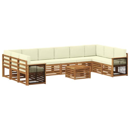 Комплект дивани за открито 8 pcs Натурален и Крема