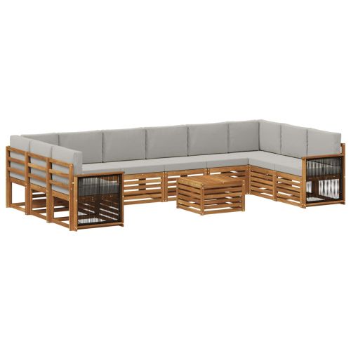 Комплект дивани за открито 8 pcs Натурално и светлосиво