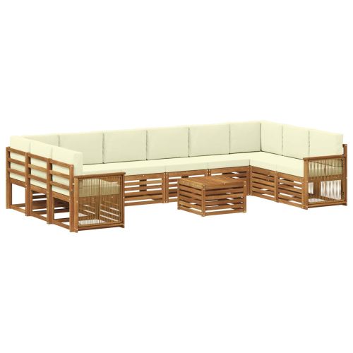 Комплект дивани за открито 8 pcs Натурален и Крема