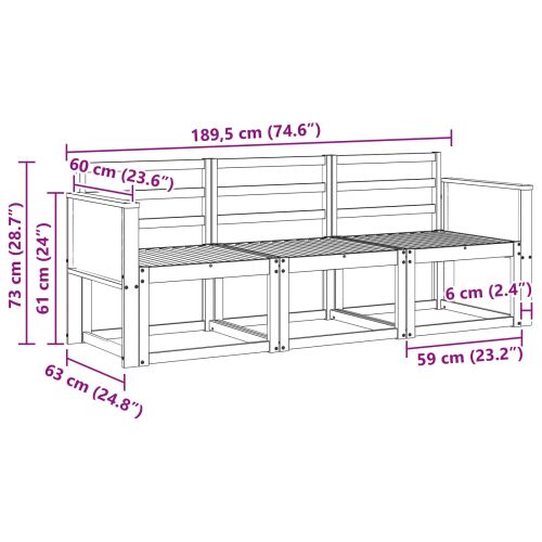 Комплект дивани за открито 3 pcs Натурално