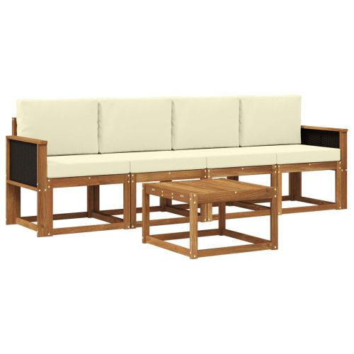 Комплект дивани за открито 4 pcs Натурален и Крема