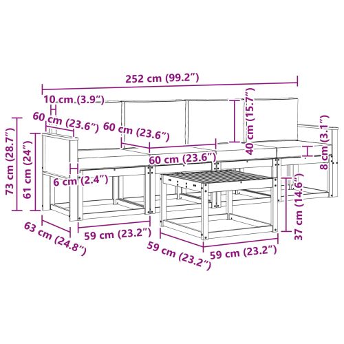 Комплект дивани за открито 4 pcs Натурален и Крема