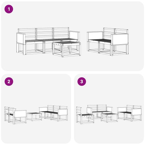 Комплект дивани за открито 6 pcs Натурално