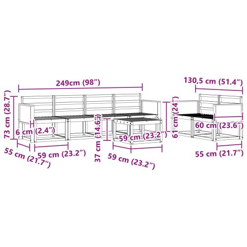 Комплект дивани за открито 6 pcs Натурално