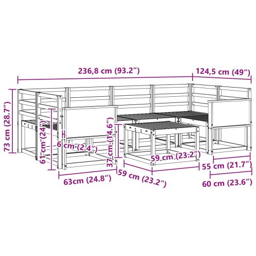 Комплект дивани за открито 5 pcs Натурално