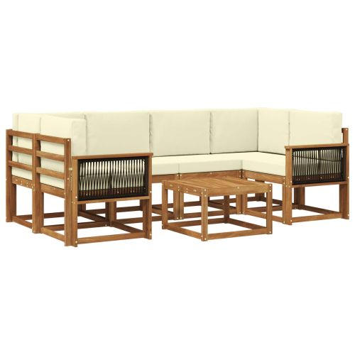 Комплект дивани за открито 5 pcs Натурален и Крема