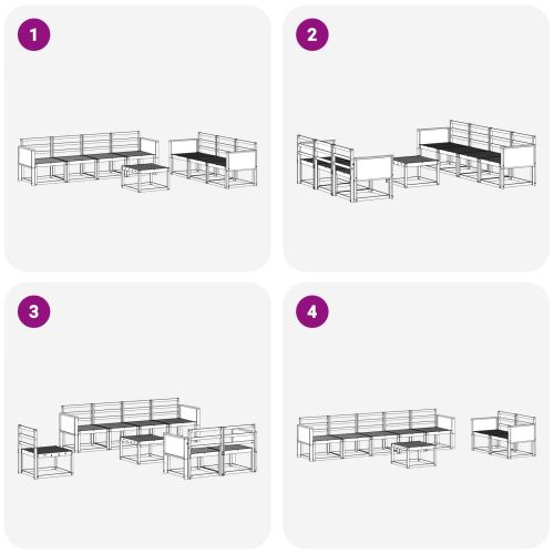 Комплект дивани за открито 7 pcs Натурално
