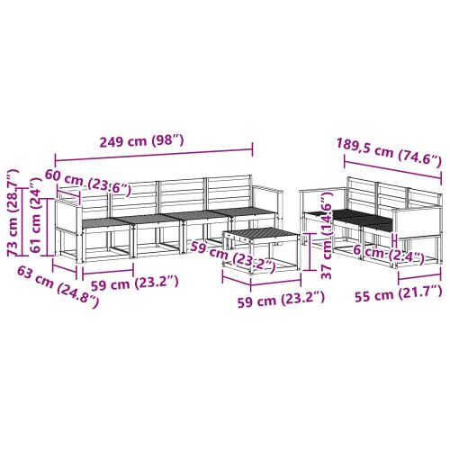 Комплект дивани за открито 7 pcs Натурално
