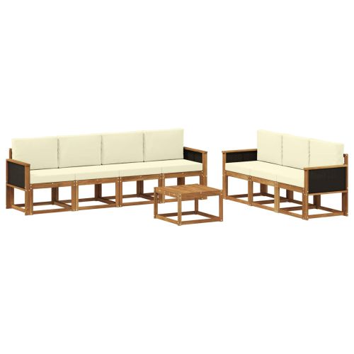 Комплект дивани за открито 7 pcs Натурален и Крема