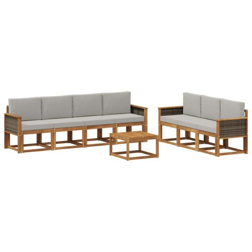 Комплект дивани за открито 7 pcs Натурално и светлосиво