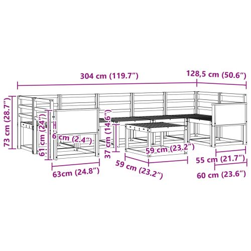 Комплект дивани за открито 6 pcs Натурално