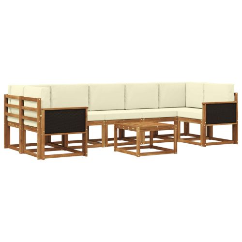 Комплект дивани за открито 6 pcs Натурален и Крема