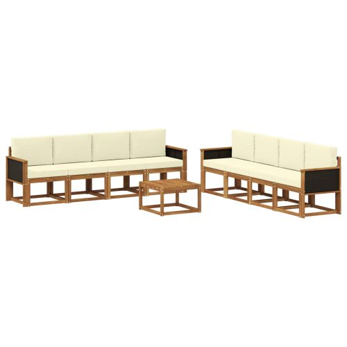 Комплект дивани за открито 7 pcs Натурален и Крема