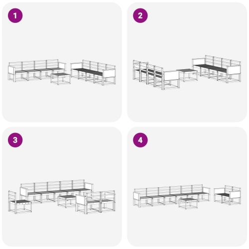 Комплект дивани за открито 7 pcs Натурално