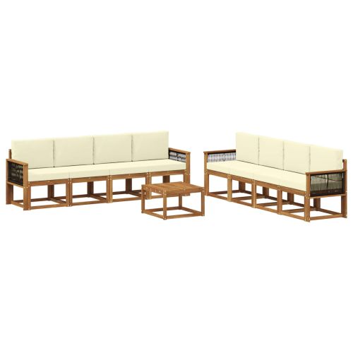 Комплект дивани за открито 7 pcs Натурален и Крема