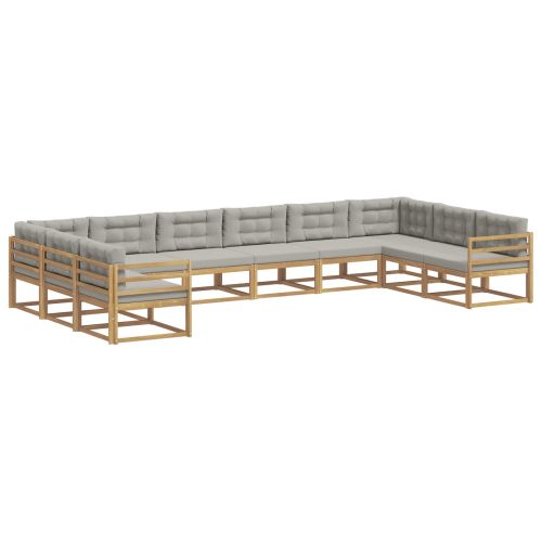 Комплект дивани за открито 10 pcs Бяло и светлосиво
