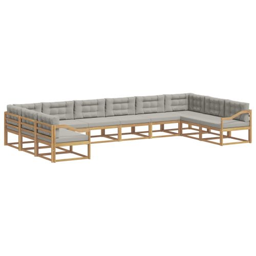 Комплект дивани за открито 10 pcs Бяло и светлосиво