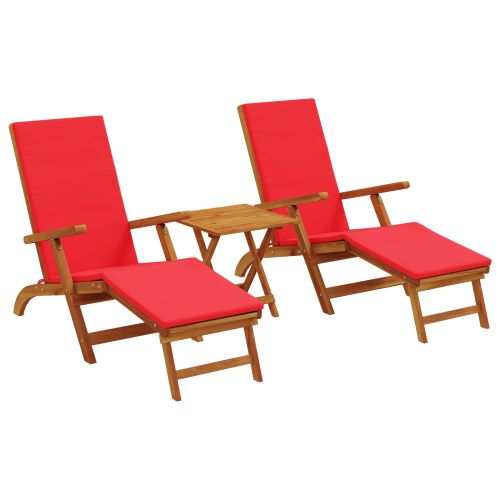 Сгъваем и reclining шезлонг 3 pcs Червено