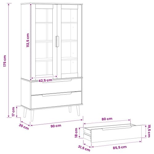 Стъклена витрина MOLDE 90 x 35 x 175 см Черно