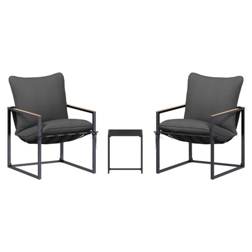 Градински Софа Комплект 3 pcs Черно и антрацит Стомана