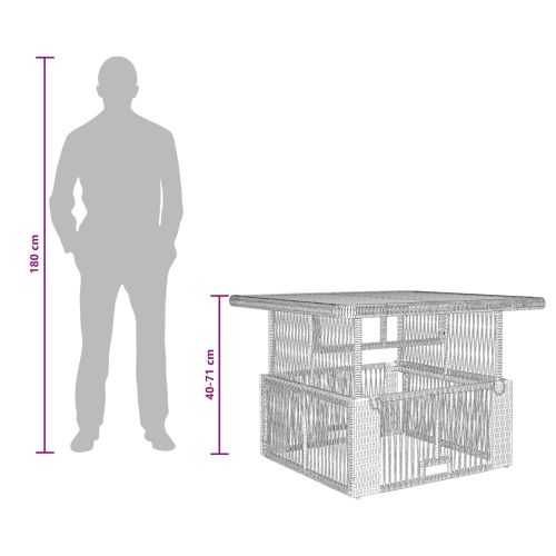 Комплект за хранене в градината 3 pcs Бежов и кремав полиратан