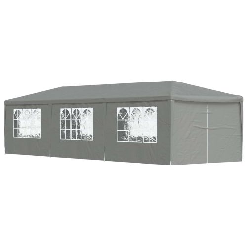 Парти шатър 900 x 300 x 255 см Светлосиво Полиетилен и стомана