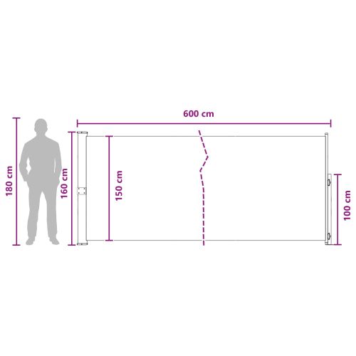 Сгъваема странична перголка Антрацит 600 x 160 cm Полиестер