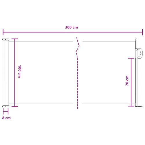 Сгъваема странична перголка Сиво 300 x 100 cm Полиестер