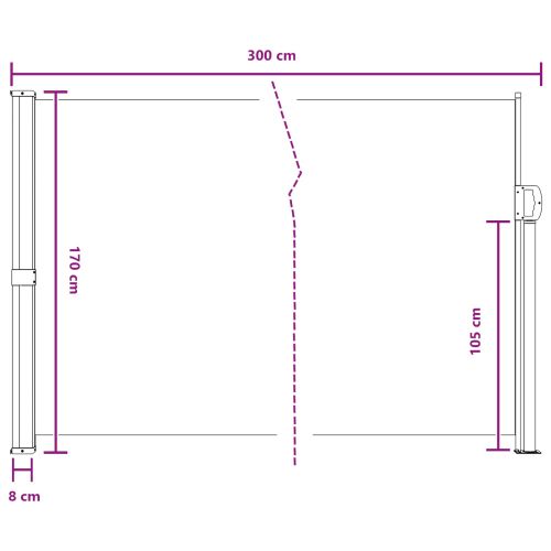 Сгъваема странична перголка Черно 300 x 170 cm Полиестер
