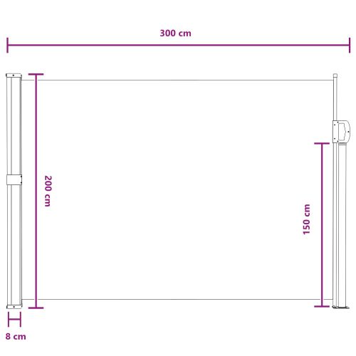 Сгъваема странична перголка Сиво 300 x 200 cm Полиестер