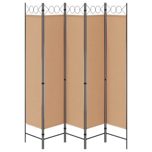 5-панелна преграда Бежово 200 x 200 cm Текстил