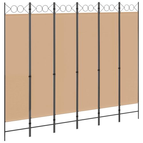 Делител за стая с 6 панела Бежово 240 x 200 cm Текстил
